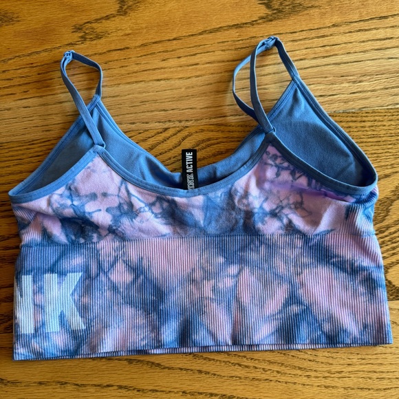 Victoria's Secret PINK Active Sports Bra Seamless Small Large Logo Tie Dye - Picture 2 of 5